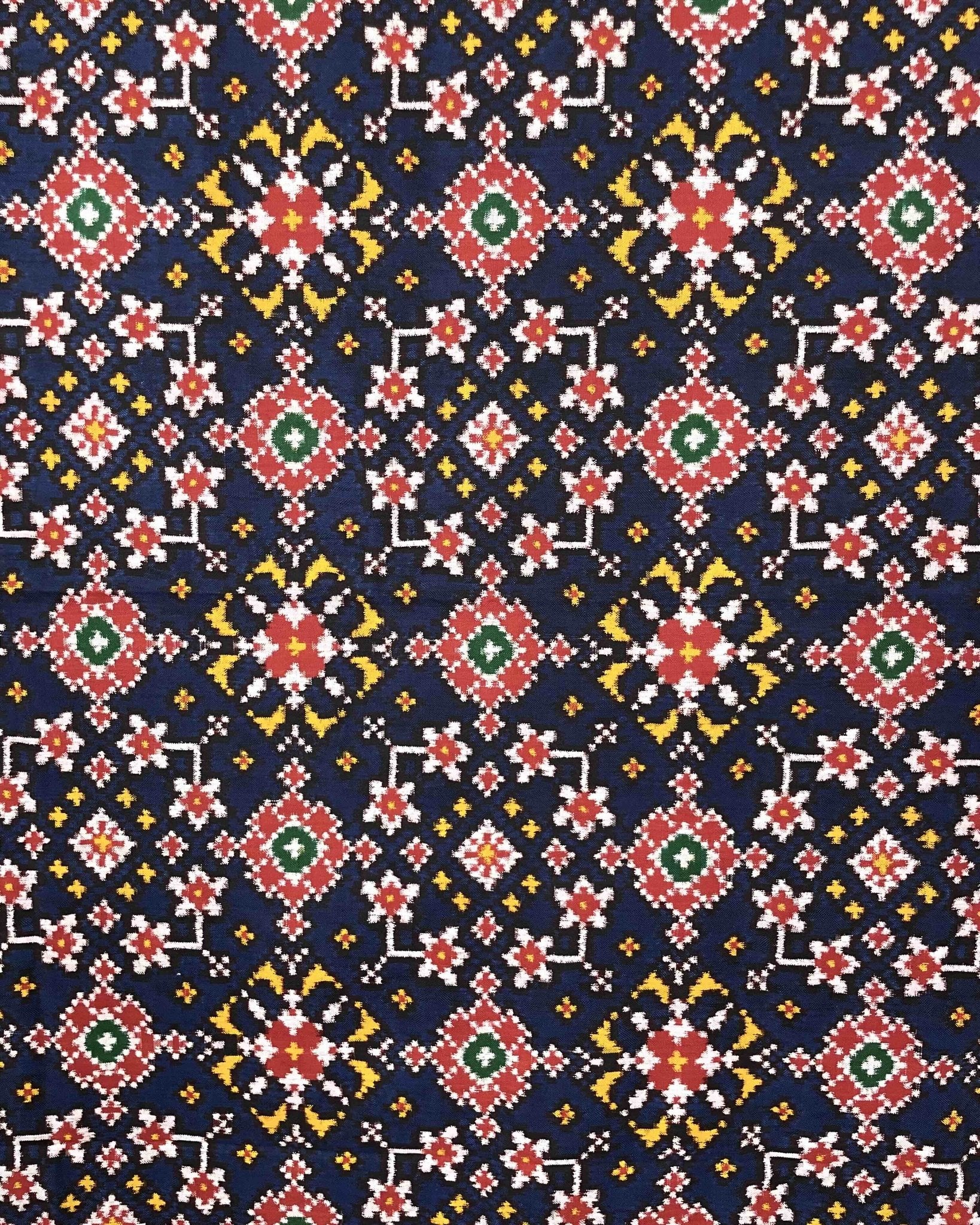 Red & Blue Navratan Patola Dupatta - SindhoiPatolaArt