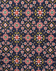 Red & Blue Navratan Patola Dupatta - SindhoiPatolaArt