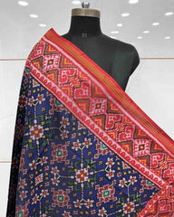 Red & Blue Navratan Patola Dupatta - SindhoiPatolaArt