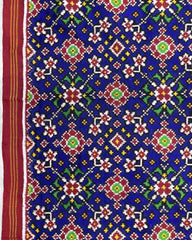 Red & Blue Navratan Patola Dupatta - SindhoiPatolaArt