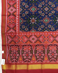 Red & Blue Navratan Patola Dupatta - SindhoiPatolaArt