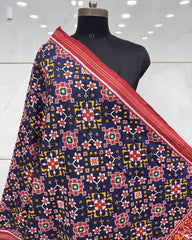 Red & Blue Navratan Patola Dupatta - SindhoiPatolaArt