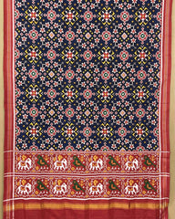 Red & Blue Navratan Patola Dupatta - SindhoiPatolaArt
