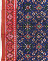 Red & Blue Navratan Patola Dupatta - SindhoiPatolaArt