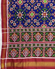 Red & Blue Navratan Patola Dupatta - SindhoiPatolaArt