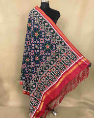 Red & Blue Navratan Patola Dupatta - SindhoiPatolaArt