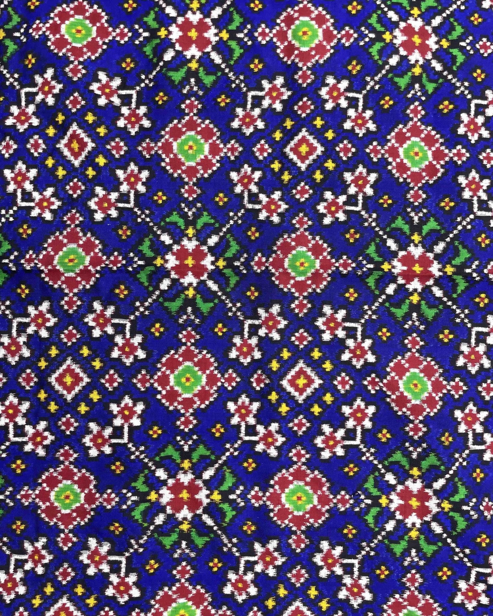 Red & Blue Navratan Patola Dupatta - SindhoiPatolaArt