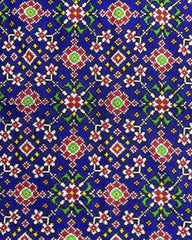 Red & Blue Navratan Patola Dupatta - SindhoiPatolaArt