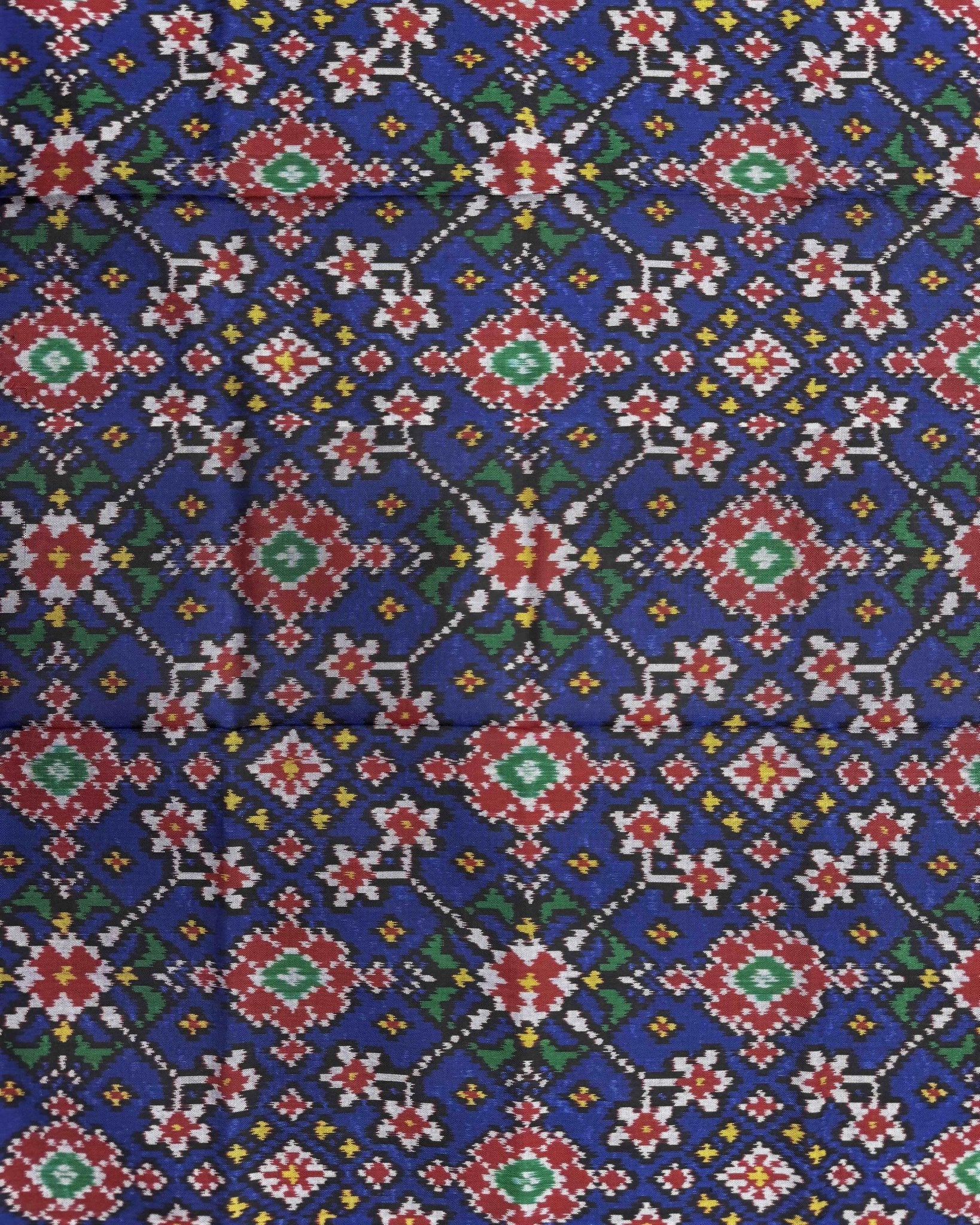 Red & Blue Navratan Patola Dupatta - SindhoiPatolaArt