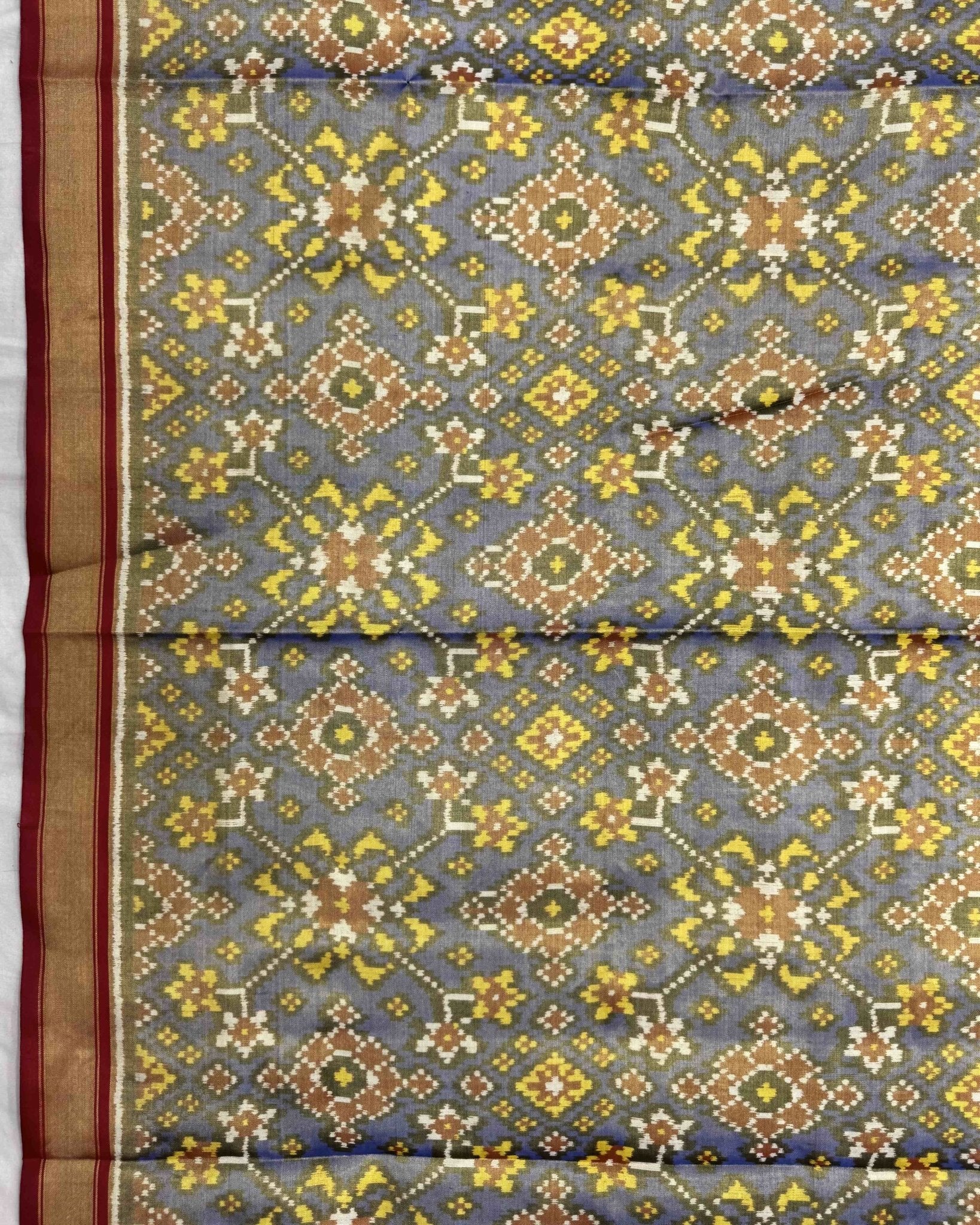 Red & Blue Navratan Tissue Patola Saree - SindhoiPatolaArt