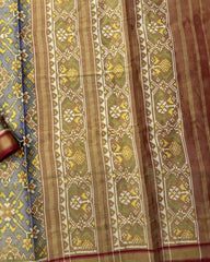 Red & Blue Navratan Tissue Patola Saree - SindhoiPatolaArt