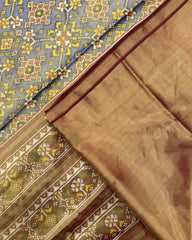 Red & Blue Navratan Tissue Patola Saree - SindhoiPatolaArt