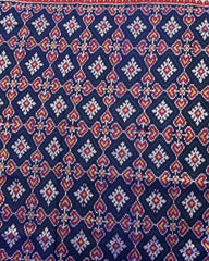 Red & Blue Panchanda Twill Patola Saree - SindhoiPatolaArt