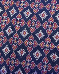 Red & Blue Panchanda Twill Patola Saree - SindhoiPatolaArt