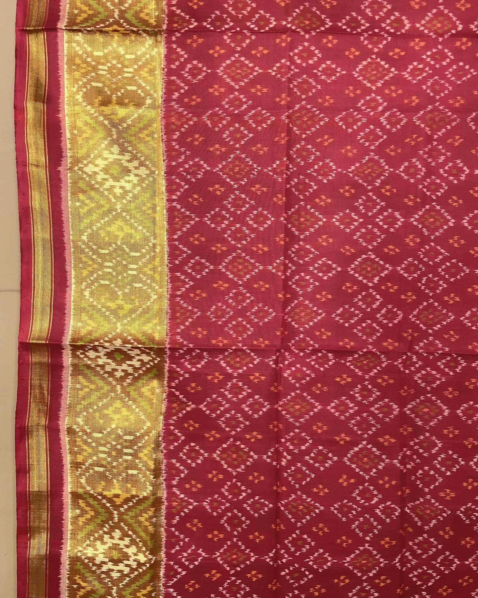 Red Booty Design Patola Dupatta - SindhoiPatolaArt