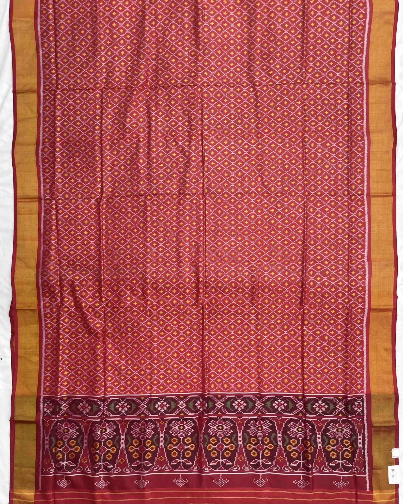 Red Booty Design Patola Saree - SindhoiPatolaArt