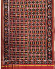 Red Buttonful Twill Patola Dupatta - SindhoiPatolaArt