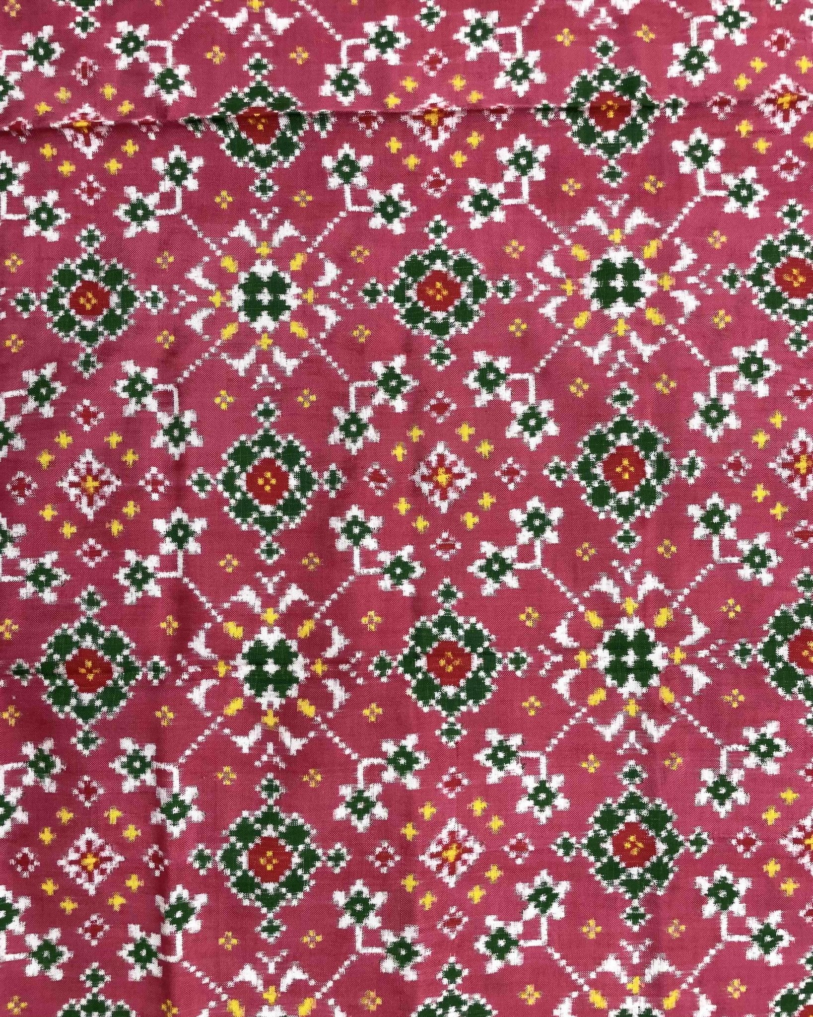 Red & Carrot Pink Navratan Patola Dupatta - SindhoiPatolaArt