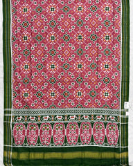 Red & Carrot Pink Navratan Patola Dupatta - SindhoiPatolaArt