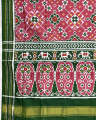 Red & Carrot Pink Navratan Patola Dupatta - SindhoiPatolaArt
