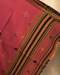 Red Chomukh Mirror Kutchi Woolen Shawl - SindhoiPatolaArt