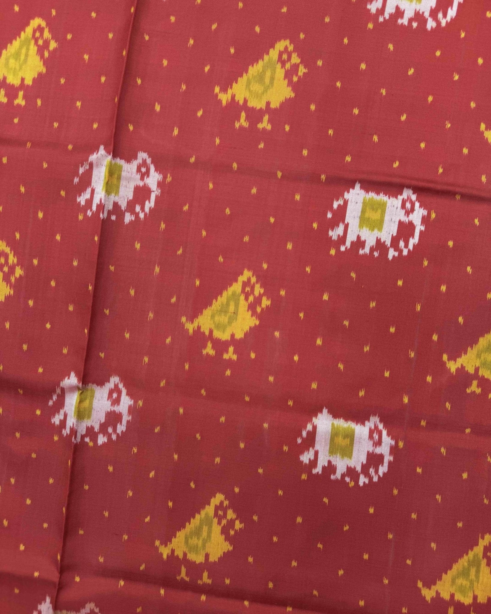 Red Doted Narikunj Patola Saree - SindhoiPatolaArt