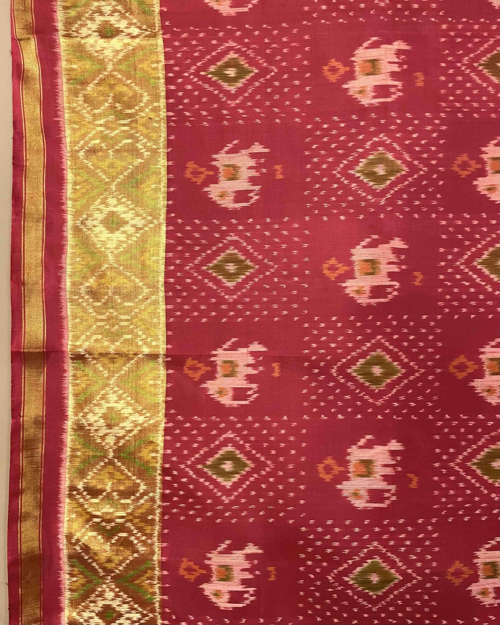 Red Elephant Doted Patola Dupatta - SindhoiPatolaArt