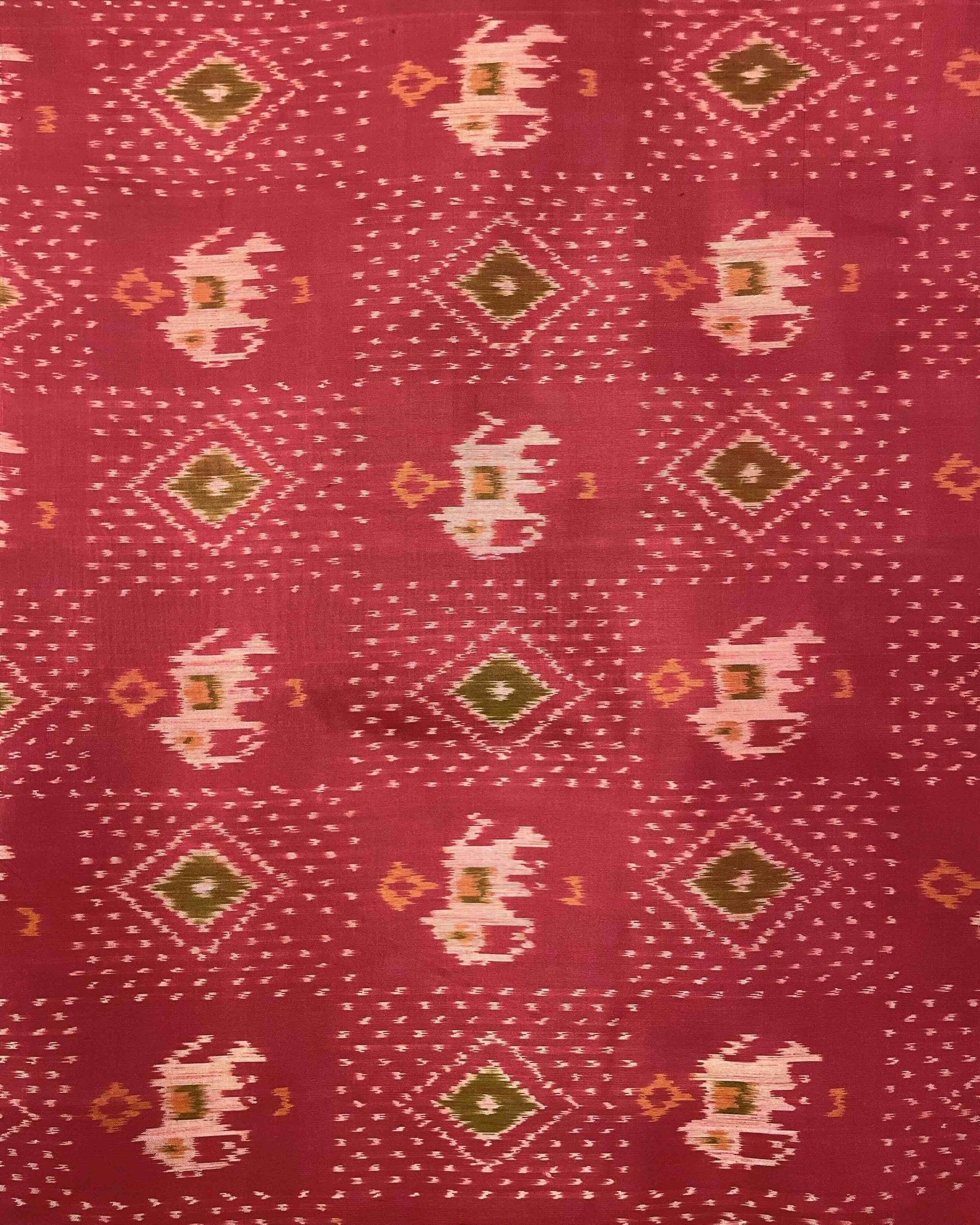 Red Elephant Doted Patola Dupatta - SindhoiPatolaArt
