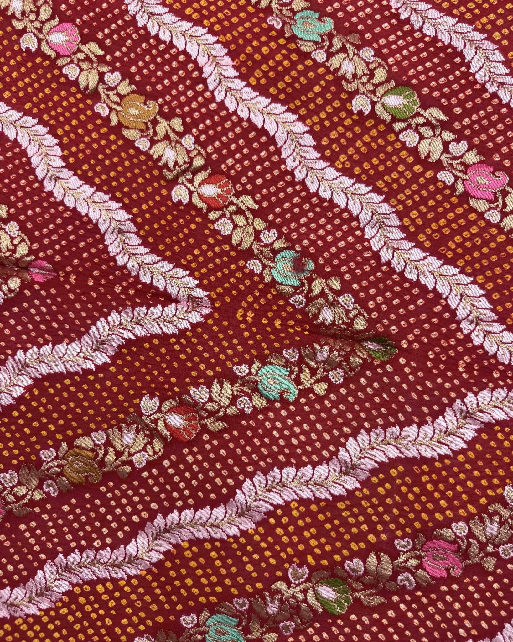 Red Georgette Bandhani Saree - SindhoiPatolaArt