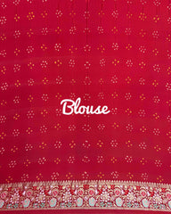 Red Georgette Bandhani Saree - SindhoiPatolaArt