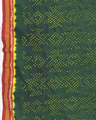 Red & Green Bandhani Patola Dupatta - SindhoiPatolaArt