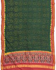 Red & Green Bandhani Patola Dupatta - SindhoiPatolaArt