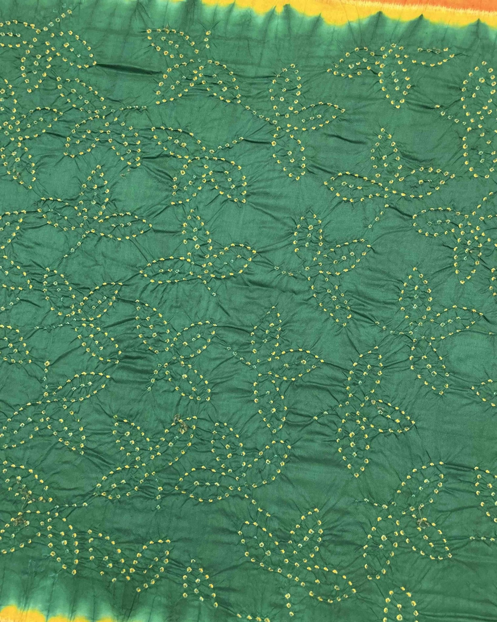 Red & Green Bandhani Patola Saree - SindhoiPatolaArt