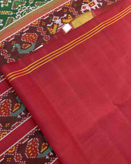 Red & Green Elephant Manekchowk Mix Patola Saree - SindhoiPatolaArt