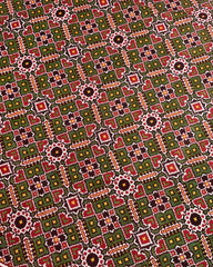 Red & Green Manekchowk Double Ikat Patola Saree - SindhoiPatolaArt
