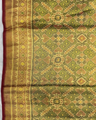 Red & Green Manekchowk Tissue Patola Saree - SindhoiPatolaArt