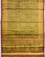 Red & Green Manekchowk Tissue Patola Saree - SindhoiPatolaArt