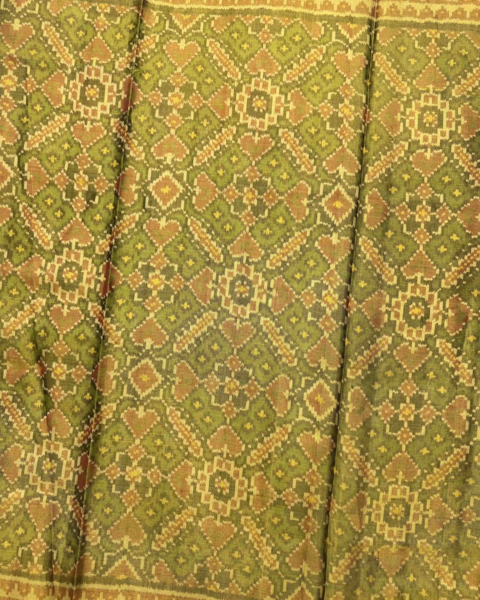 Red & Green Manekchowk Tissue Patola Saree - SindhoiPatolaArt
