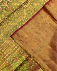Red & Green Manekchowk Tissue Patola Saree - SindhoiPatolaArt
