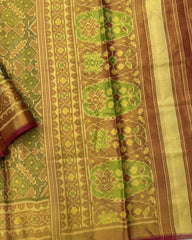 Red & Green Manekchowk Tissue Patola Saree - SindhoiPatolaArt