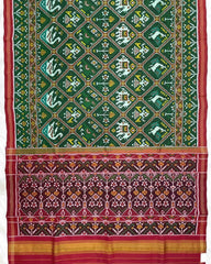 Red & Green Narikunj Designer Patola Saree - SindhoiPatolaArt