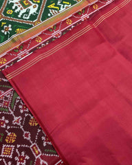 Red & Green Narikunj Designer Patola Saree - SindhoiPatolaArt