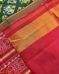 Red & Green Narikunj Patola Saree - SindhoiPatolaArt