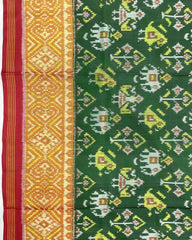 Red & Green Narikunj Patola Saree - SindhoiPatolaArt