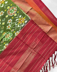 Red & Green Navratan Designer Patola Dupatta - SindhoiPatolaArt