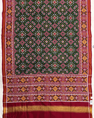 Red & Green Navratan Patan Patola Saree - SindhoiPatolaArt