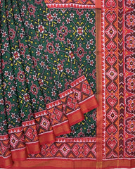 Red & Green Navratan Patola Saree - SindhoiPatolaArt