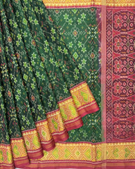 Red & Green Navratan Patola Saree - SindhoiPatolaArt