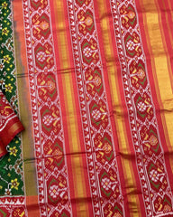 Red & Green Navratan Patola Saree - SindhoiPatolaArt