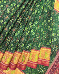 Red & Green Navratan Patola Saree - SindhoiPatolaArt